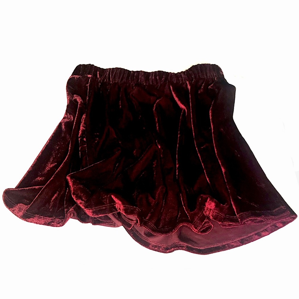 Joe Boxer Dark Red Velvet Skater Circle Small Skirt with Elastic Waistband NWT